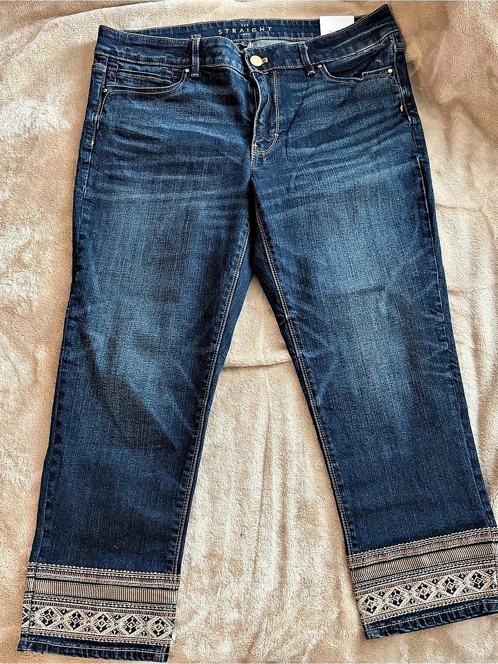 White House Black Market 54Crop Women's Jeans Blue Waist 12S NWT
